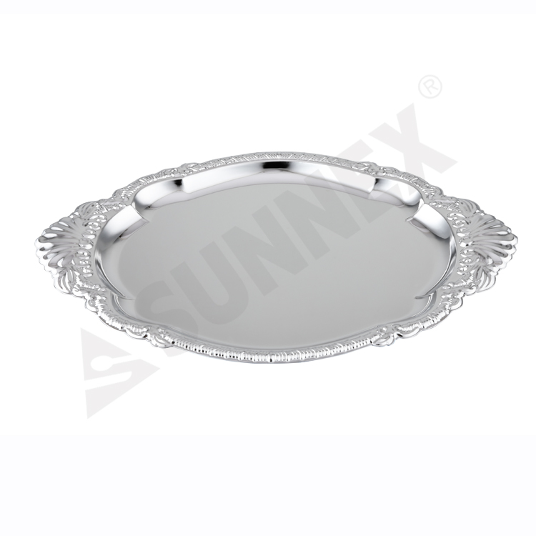 Bandeja de servir oval cromada