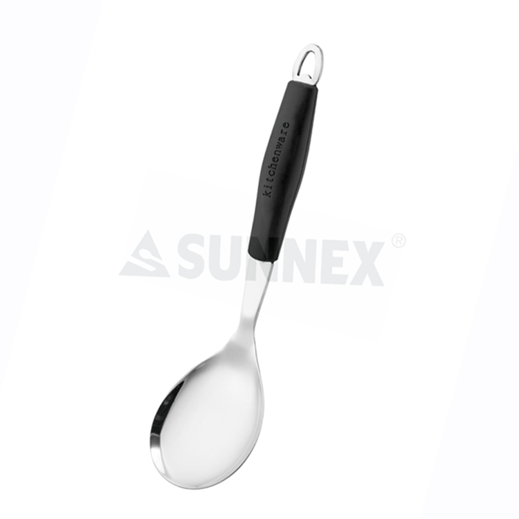 Colher de arroz de aço inoxidável com alça de silicone